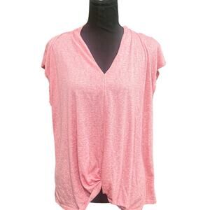 Matilda Jane Folly Beach Knot Front Top Pink Womens Large V Neck Casual Fit Tops